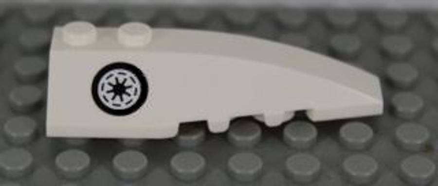 Lego (U) ~ Wedge 6 x 2 Right with Black and White SW Galactic Republic Logo with Thick Bo ~ [White]
