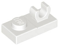 Lego NEW - Plate Modified 1 x 2 with Open O Clip on Top~ [White]
