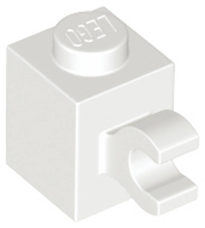 Lego (N) ~ Brick Modified 1 x 1 with Clip (Horizontal Grip) ~ [White]