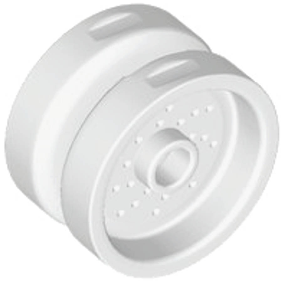 Lego (N) ~ Wheel 18mm D. x 12mm with Pin Hole and Stud Dotted Brake Rotor Lines ~ [White]
