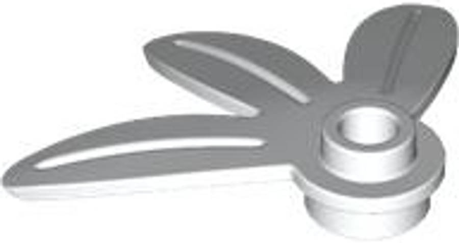 Lego (N) ~ Plant Plate Round 1 x 1 with 3 Thin Leaves ~ [White]