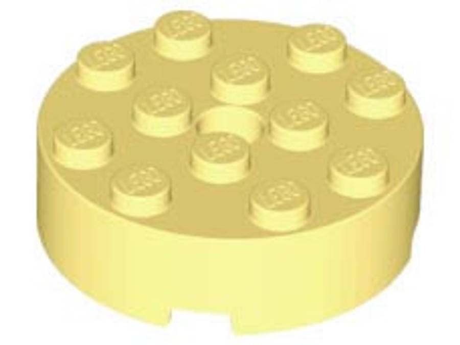 Lego (N) ~ Brick Round 4 x 4 with Hole ~ [Bright Light Yellow]
