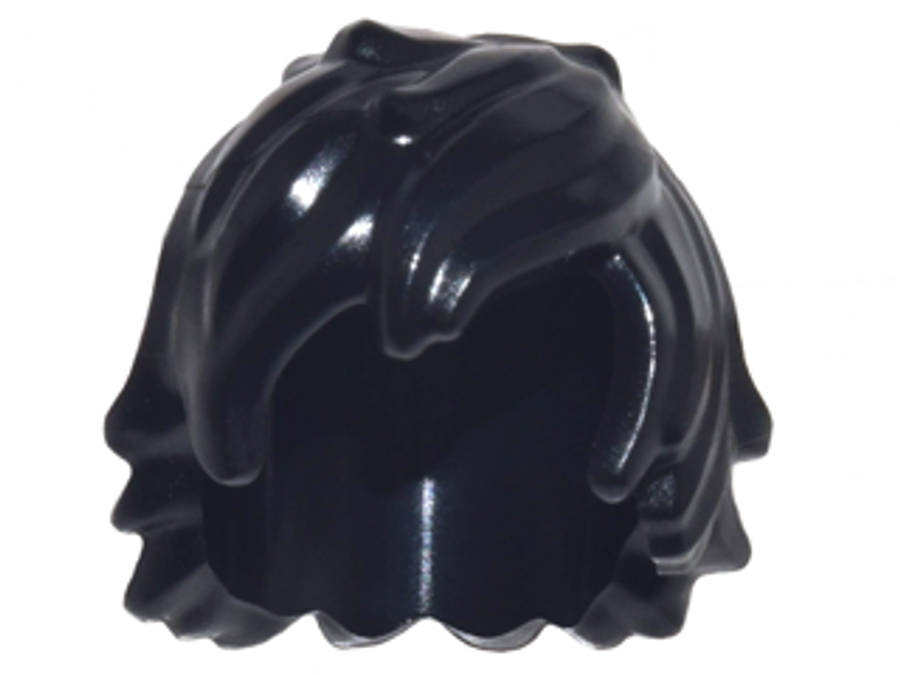 Lego (N) ~ Minifigure Hair Tousled with Long Bangs ~ [Black]