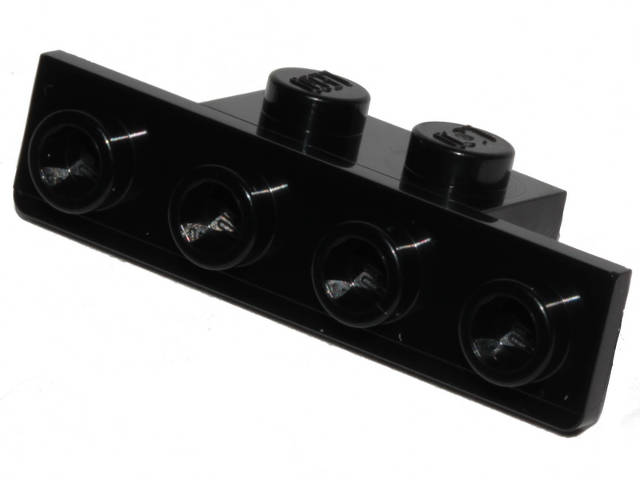 Lego (N) ~ Bracket 1 x 2 - 1 x 4 with Rounded Corners at the Bottom ~ [Black]