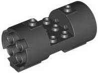 Lego Used - Cylinder 3 x 6 x 2 2/3 Horizontal - Round Connections Between Interior Studs~ [Black]