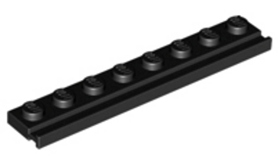 Lego (U) ~ Plate Modified 1 x 8 with Door Rail ~ [Black]