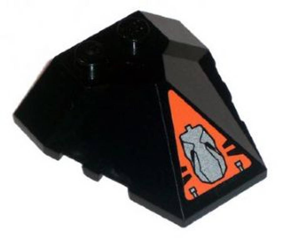 Lego (U) ~ Wedge 4 x 4 x 1 1/3 Pyramid Center with Head in Orange Triangle Pattern (Stick ~ [Black]