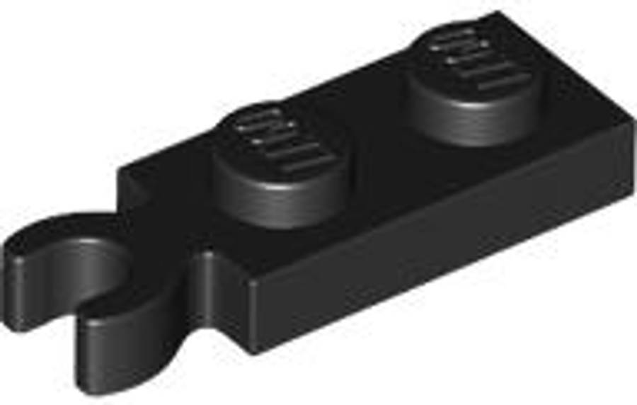Lego (N) ~ Plate Modified 1 x 2 with Clip on End (Vertical Grip) ~ [Black]