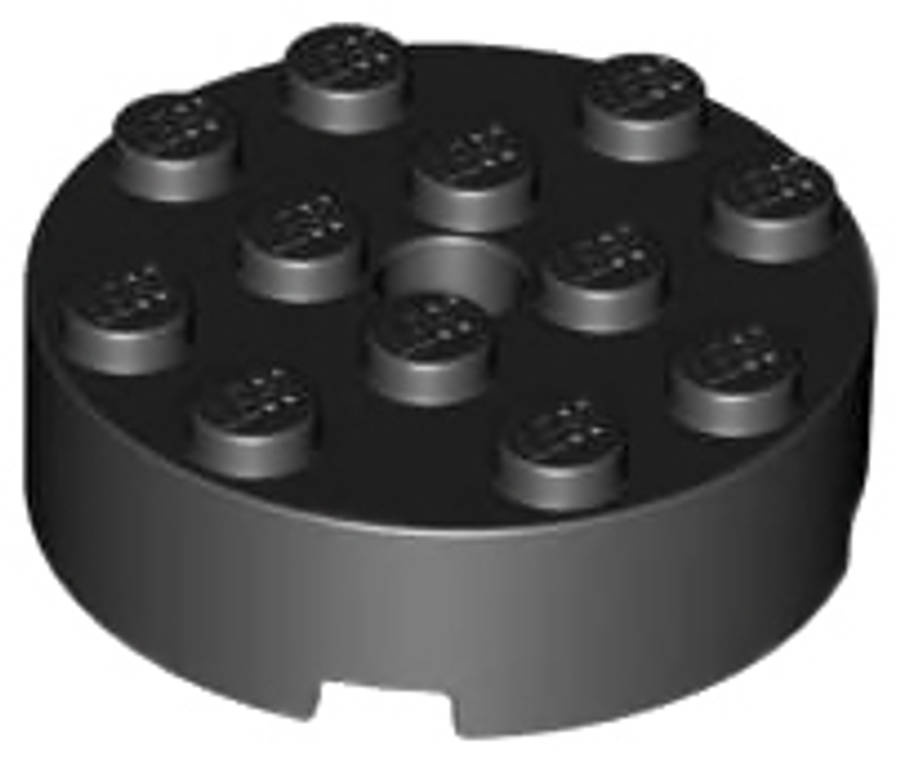 Lego (N) ~ Brick Round 4 x 4 with Hole ~ [Black]