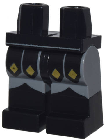 Lego NEW - Hips and Dark Bluish Gray Legs with Molded Black Lower Legs / Boots and Printed~ [Black]