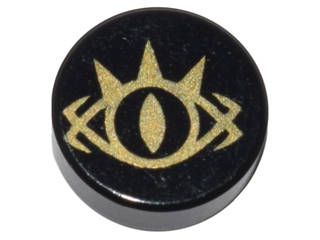Lego (N) ~ Tile Round 1 x 1 with Goblin King Eye Pattern ~ [Black]