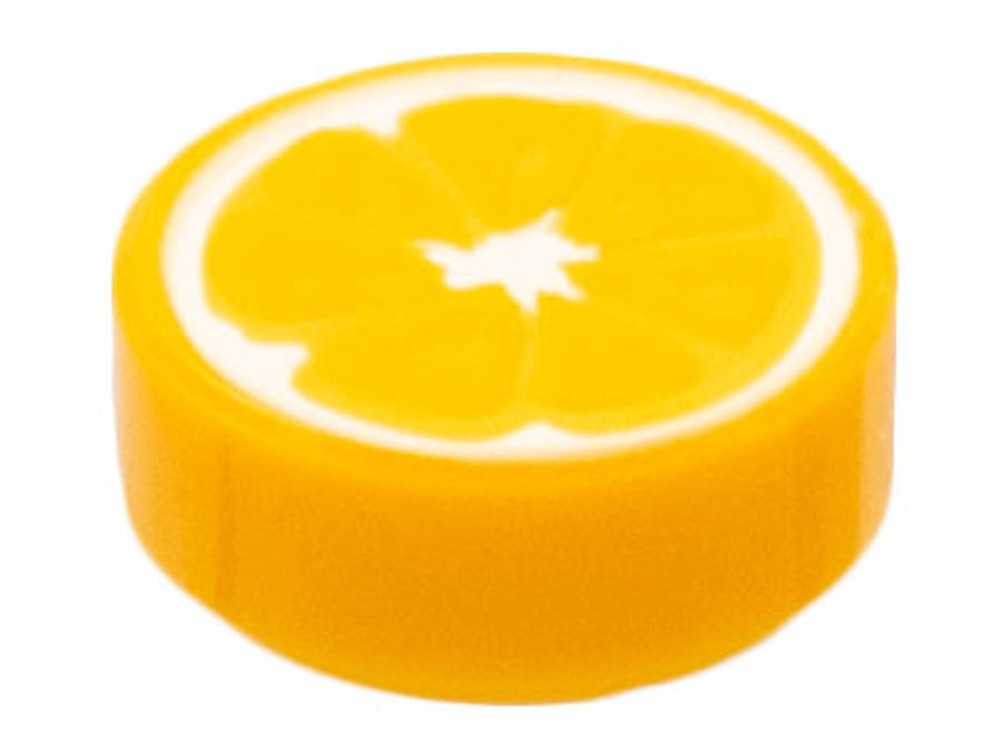 Lego (N) ~ Tile Round 1 x 1 with Orange Fruit Slice Pattern ~ [Bright Light Orange]