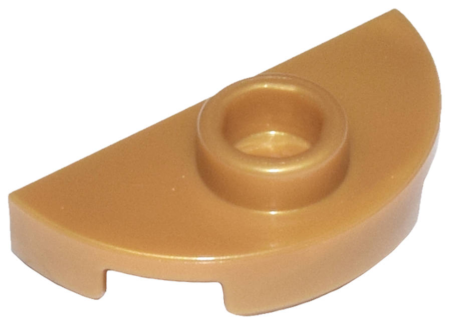 Lego (N) ~ Plate Round 1 x 2 Half with 1 Stud (Jumper) ~ [Pearl Gold]