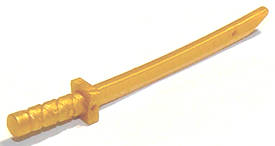 Lego (N) ~ Minifigure Weapon Sword Shamshir / Katana (Square Guard) with Capped Pomme ~ [Pearl Gold]