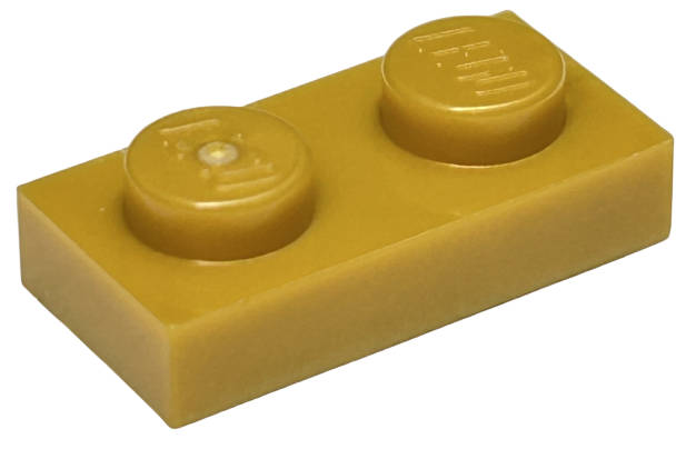Lego (N) ~ Plate 1 x 2 ~ [Pearl Gold]