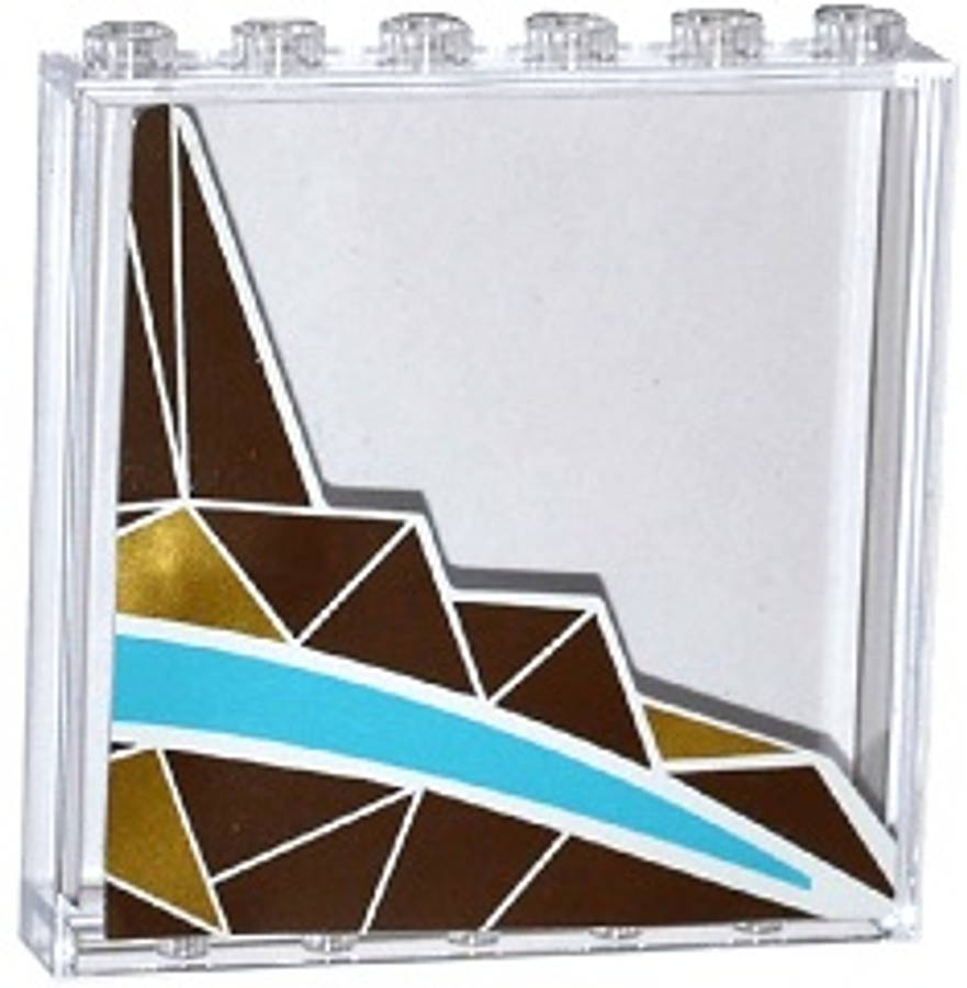 Lego (U) ~ Panel 1 x 6 x 5 with Silver and Gold Triangle Mosaic and White and Mediu ~ [Trans-Clear]