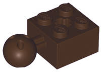 Lego (N) ~ Technic Brick Modified 2 x 2 with Ball Joint and Axle Hole with 6 Holes in ~ [Dark Brown]