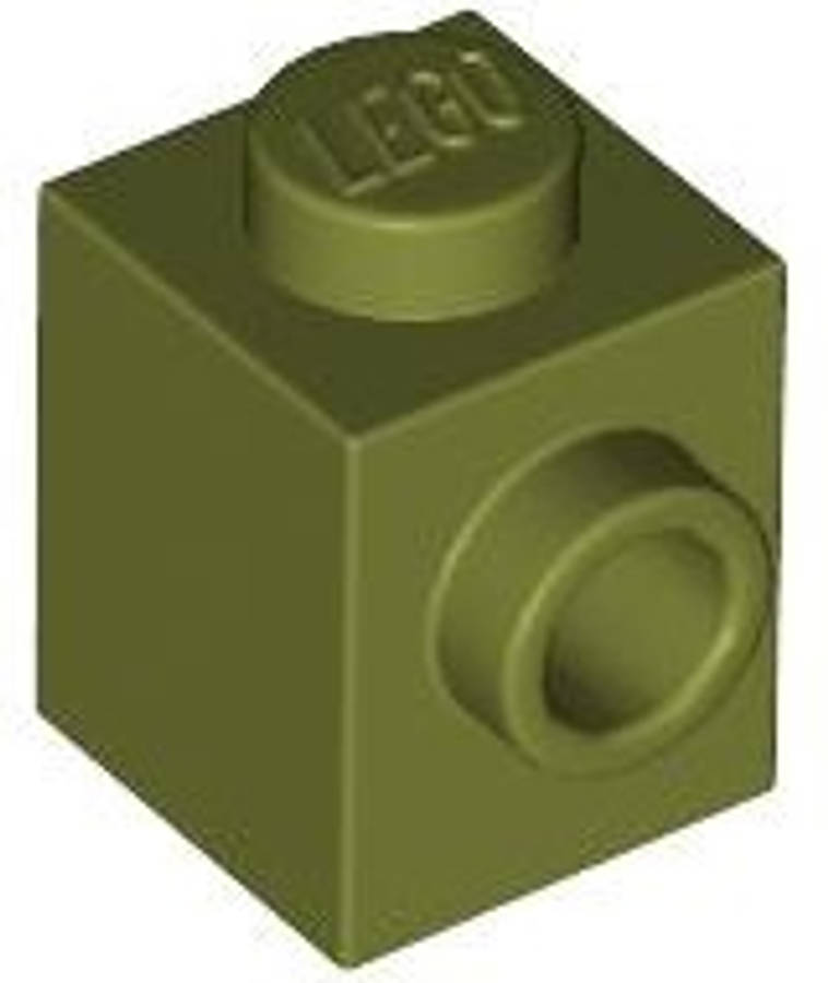 Lego (N) ~ Brick Modified 1 x 1 with Stud on Side ~ [Olive Green]