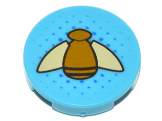 Lego (N) ~ Tile Round 2 x 2 with Bottom Stud Holder with Gold Bumblebee with Tan Wi ~ [Medium Azure]