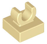 Lego (N) ~ Tile Modified 1 x 1 with Open O Clip ~ [Tan]