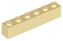 Lego (N) ~ Brick 1 x 6 ~ [Tan]