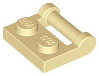 Lego (N) ~ Plate Modified 1 x 2 with Bar Handle on Side - Closed Ends ~ [Tan]