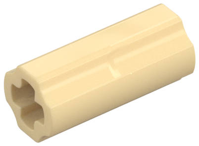 Lego (N) ~ Technic Axle Connector 2L (Smooth with x Hole + Orientation) ~ [Tan]