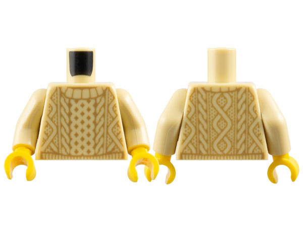 Lego NEW - Tan Torso Knit Sweater Pattern / Tan Arms / Yellow Hands