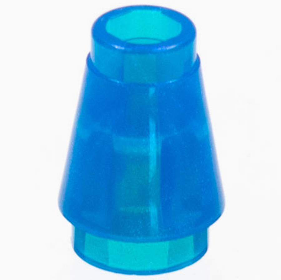 Lego (N) ~ Cone 1 x 1 with Top Groove ~ [Satin Trans-Dark Blue]