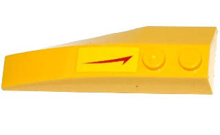 Lego Used - Wedge 6 x 2 Right with Red Swoosh with Tick Pointing Towards Straight Side Pa~ [Yellow]