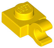 Lego (N) ~ Plate Modified 1 x 1 with Open O Clip (Horizontal Grip) ~ [Yellow]