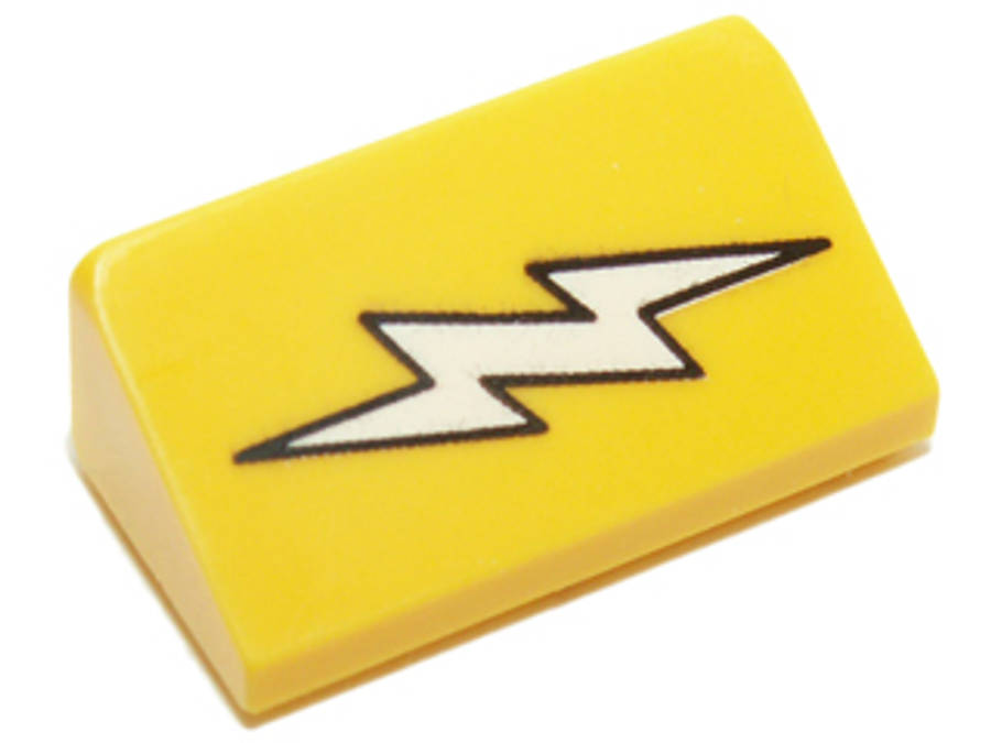 Lego NEW - Slope 30 1 x 2 x 2/3 with White Lightning Bolt Pattern~ [Yellow]