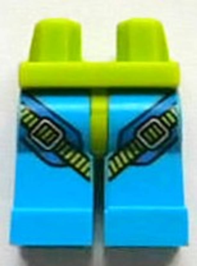 Lego (U) ~ Hips and Dark Azure Legs with Blue and Lime Parachute Harness Straps and Silver ~ [Lime]