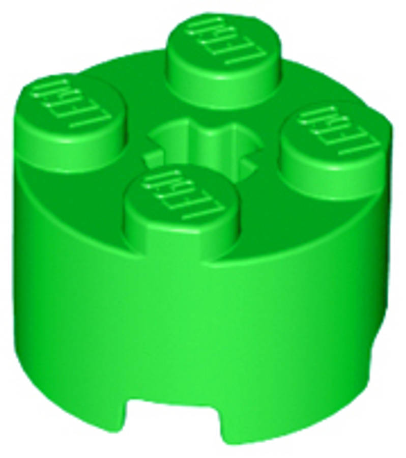 Lego (N) ~ Brick Round 2 x 2 with Axle Hole ~ [Bright Green]