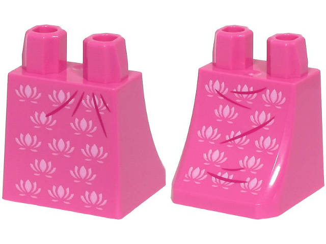 Lego (N) ~ Lower Body Skirt with Bright Pink Flowers and Magenta Creases Pattern (BAM) ~ [Dark Pink]