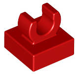 Lego (N) ~ Tile Modified 1 x 1 with Open O Clip ~ [Red]