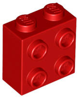 Lego (N) ~ Brick Modified 1 x 2 x 1 2/3 with Studs on Side ~ [Red]