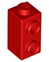 Lego (N) ~ Brick Modified 1 x 1 x 1 2/3 with Studs on Side ~ [Red]
