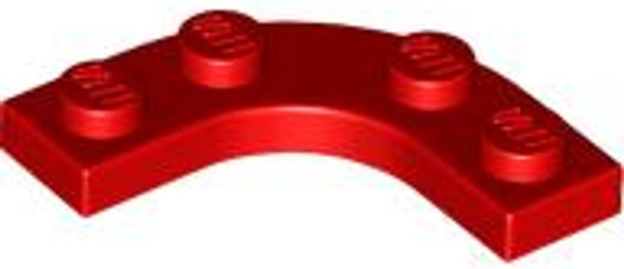 Lego (N) ~ Plate Round Corner 3 x 3 with 2 x 2 Curved Cutout ~ [Red]
