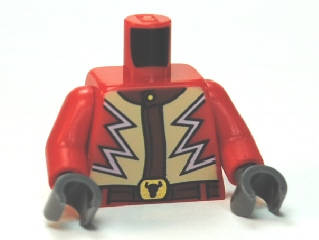 Lego Used - Torso Jacket with Lightning Zigzag and Steer / Bull's Head Belt Buckle Pattern/~ [Red]