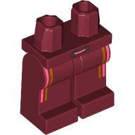 Lego (N) ~ Hips and Legs with Coral and Gold Vertical Stripes Pattern ~ [Dark Red]