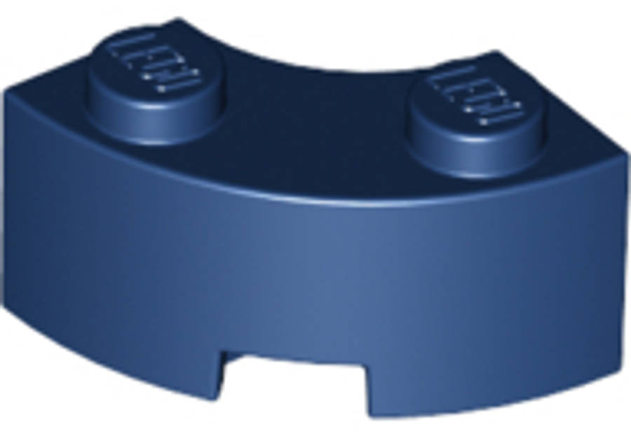 Lego (U) ~ Brick Round Corner 2 x 2 Macaroni with Stud Notch and Reinforced Underside ~ [Dark Blue]
