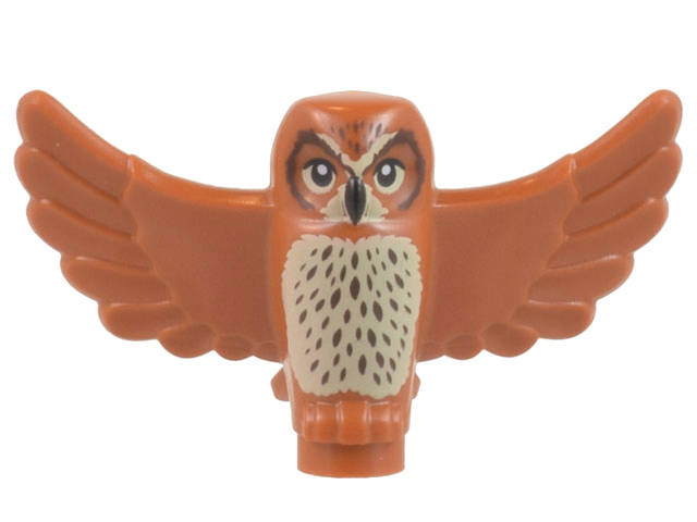 Lego NEW - Owl Spread Wings with Black Beak and Eyes Tan Chest and Dark BrownStippl~ [Dark Orange]