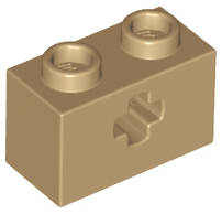 Lego (N) ~ Technic Brick 1 x 2 with Axle Hole ~ [Dark Tan]