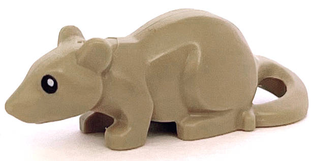 Lego NEW - Rat / Mouse with Black Eyes and White Pupils Pattern~ [Dark Tan]