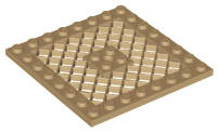Lego (N) ~ Plate Modified 8 x 8 with Grille and Hole in Center ~ [Dark Tan]