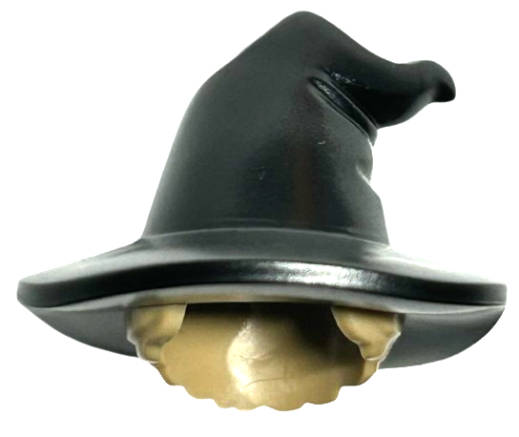 Lego (N) ~ Minifigure Hair Combo Hair with Hat Short with Molded Black Floppy Witch Hat ~ [Dark Tan]