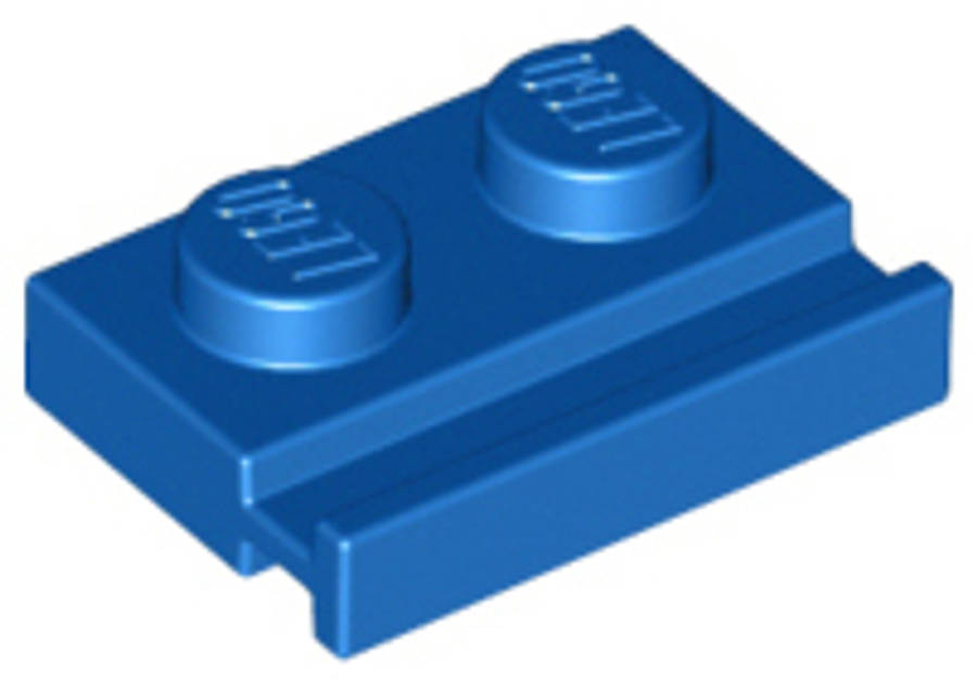 Lego (N) ~ Plate Modified 1 x 2 with Door Rail ~ [Blue]