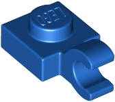 Lego (N) ~ Plate Modified 1 x 1 with Open O Clip (Horizontal Grip) ~ [Blue]