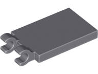 Lego (N) ~ Tile Modified 2 x 3 with 2 Open O Clips ~ [Dark Bluish Gray]